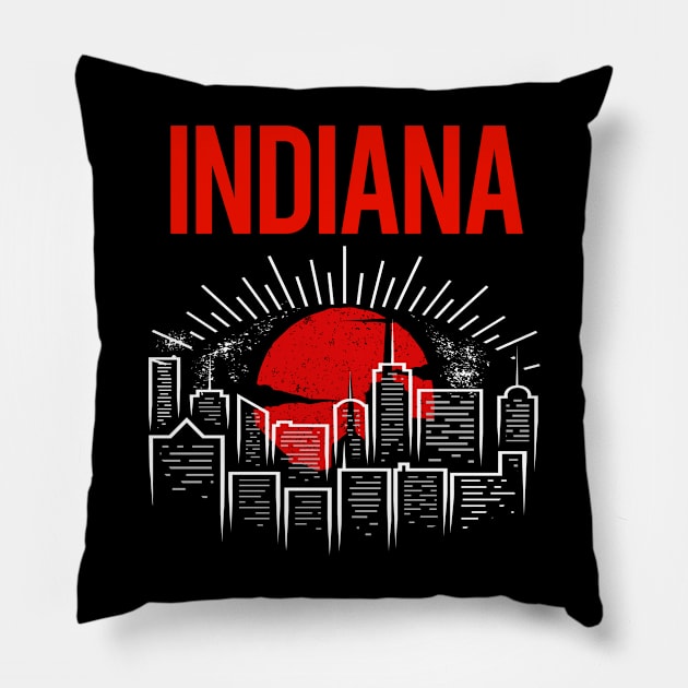 Red Moon Iowa Pillow by flaskoverhand