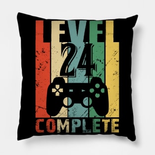 Vintage 24th Wedding Anniversary Level 24 Complete Video Gamer Birthday Gift Ideas Pillow