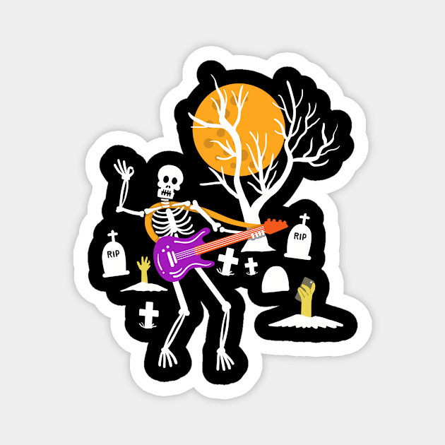 Skeleton Rocker Halloween Magnet by KAWAIITEE