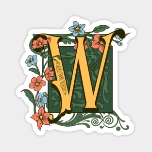 Art Nouveau Letter W, Ornamental Letter W, Art Deco Magnet