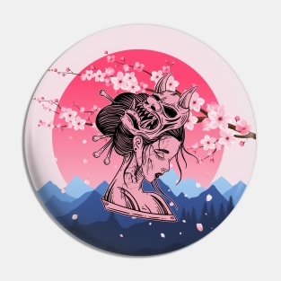 Anime Girl Art Demon - Cute Geisha Pin