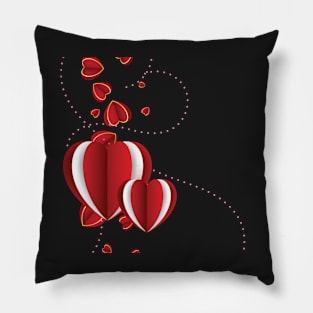 Hearts Dark RED Background Pillow