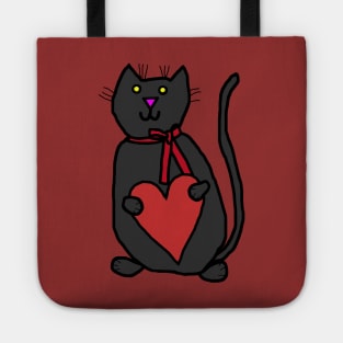 Cute Cat Holding Your Love Heart on Valentines Day Tote