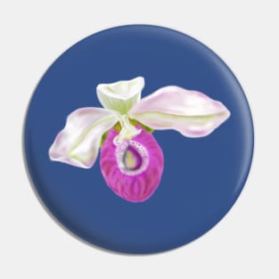 Lady Slipper Orchid Digital Art Pin