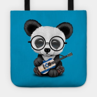 Baby Panda Playing Israeli Flag Guitar Tote