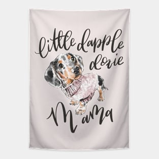 Dapple Doxie Mom, Black in Pink Tapestry