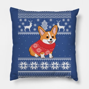 Corgi Christmas Sweater Pattern Pillow