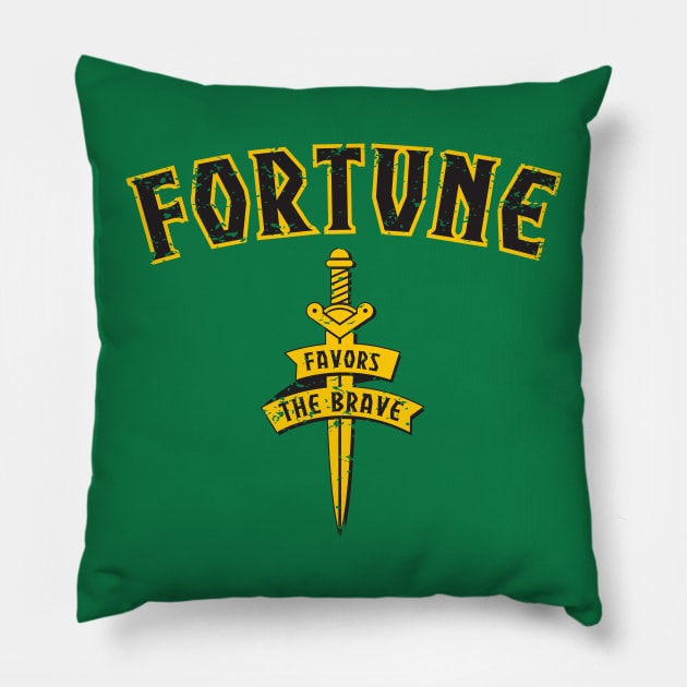 Fortune Favors the Brave Pillow by Karate Panda