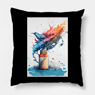 Watercolor Bird Doodle Pillow