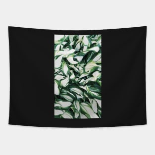 White and green leaves abstract Tapestry