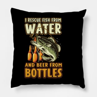 I Rescue Fish From Water And Beer From Bottles Funny Fishing Pillow