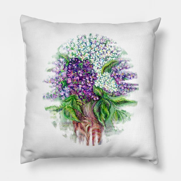Lilac flowers Still life Pillow by olgart
