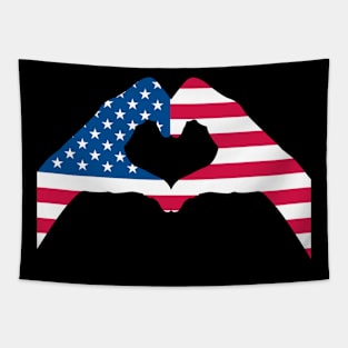 Heart Sign USA American Flag Patriot Tapestry