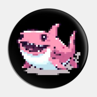 Cute Pink Shark  Pixel Pin