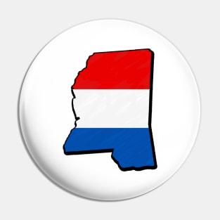 Red, White, and Blue Mississippi Outline Pin