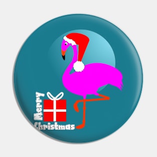 Merry Christmas Pink Flamingo Cute Trendy Festive Graphic Pin