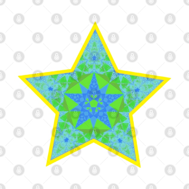 Yellow teal ornamental christmas star by Bailamor