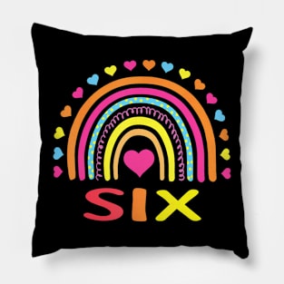 6 Years Old Rainbow 6Th Birthday Gift For Girls Boys Kids Pillow
