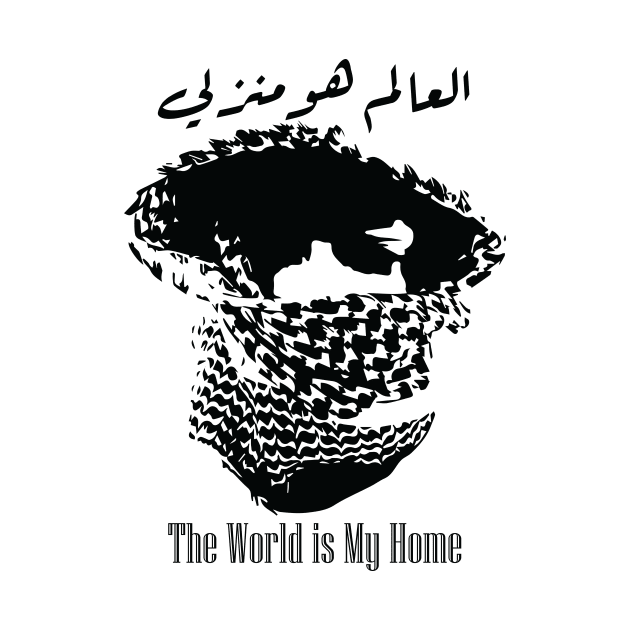 Arabic Calligraphy Shemagh: The World is My Home by WAHAD