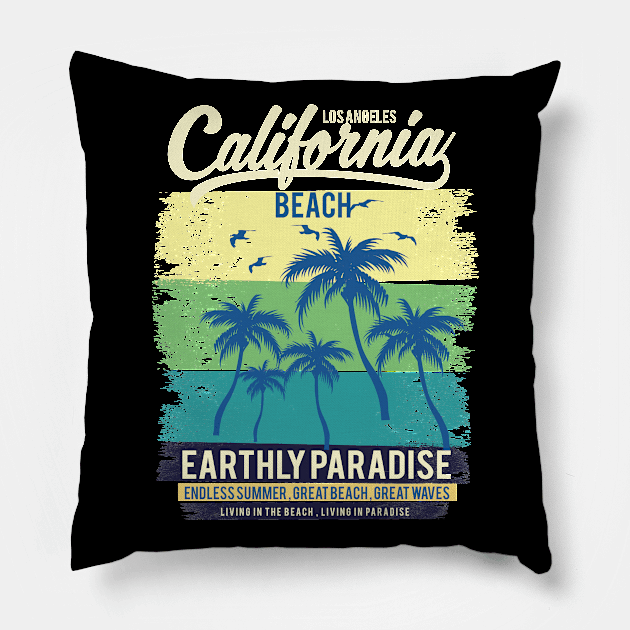 California Beach Earthly Paradise Seal Beach Pillow by khalmer