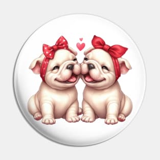 Valentine Bulldog Couple Pin