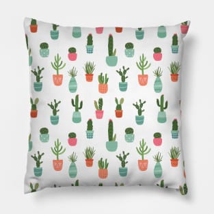 Desert Cactus Garden - Succulents and Cacti Pattern - Cute Potted Plants Pillow