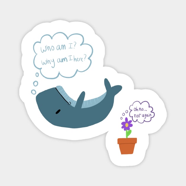 Falling Whale and Petunias Magnet by allysci