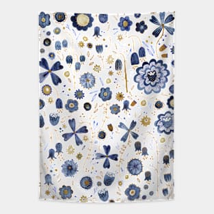 Indigo Flower Mashup Tapestry