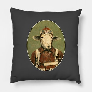 Vintage Aviator Ram Oval Pillow