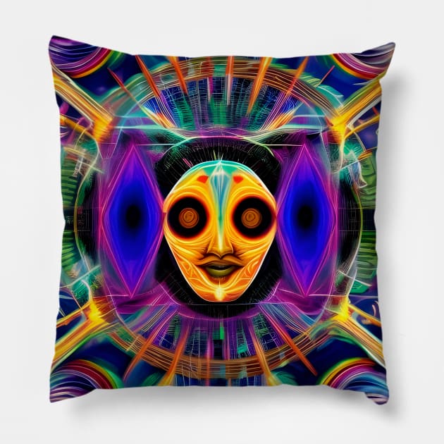 Dosed in the Machine (42) - Trippy Psychedelic Art Pillow by TheThirdEye