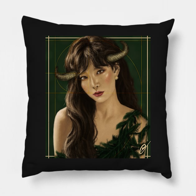 Taeyeon - Taurus painting Pillow by dangerbeforeyou