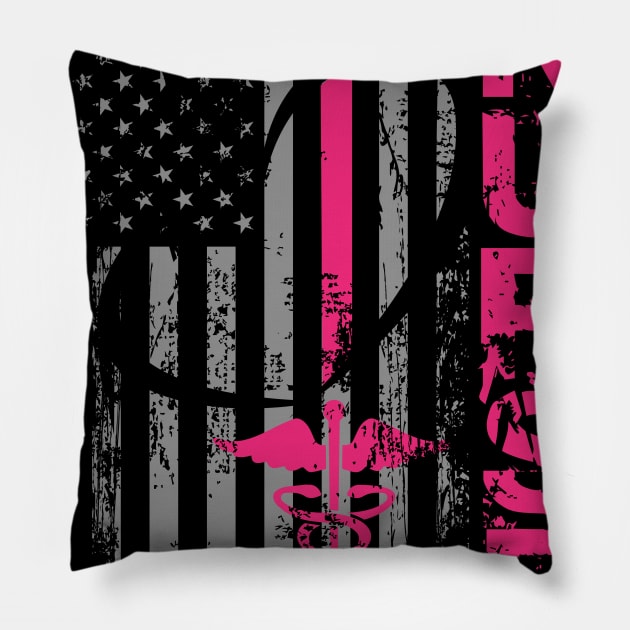 Patriotic Nurse Gift Flag Graduating School RN Nurse Print Pillow by Linco