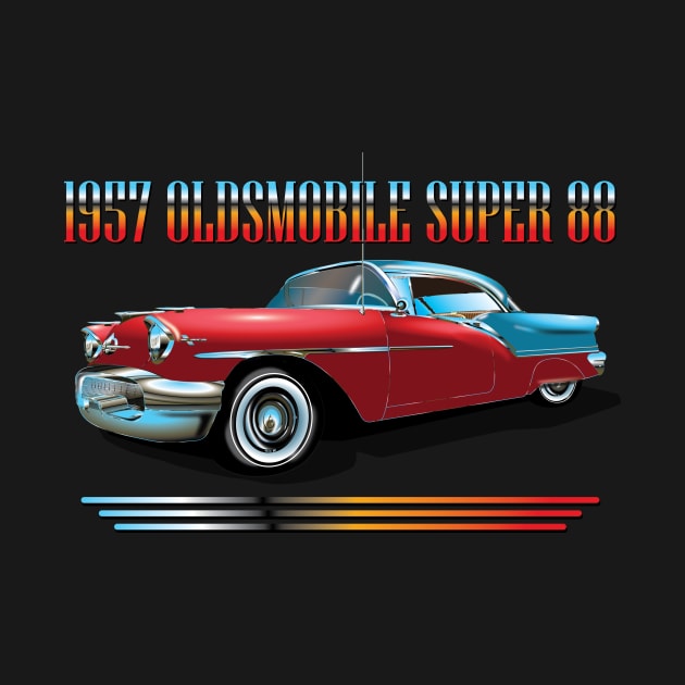 1957 - OLDSMOBILE SUPER 88 - GOLDEN ROCKET by KARMADESIGNER T-SHIRT SHOP