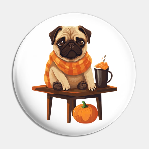 Pugkin Spice Latte Pin by Retroprints