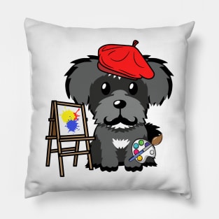 Funny schnauzer is a painter Pillow