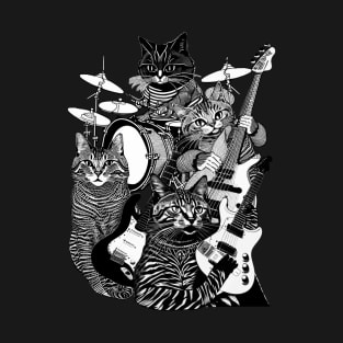 ROCK N ROLL CATS (Guitars, Bass, Drums) Cat Rock Band T-Shirt