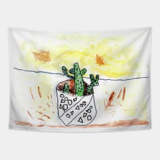 Desert Cactus Child Art Tapestry