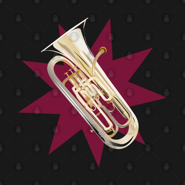 Euphonium on dark red by kobyakov