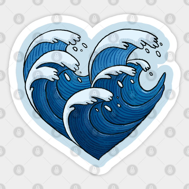 Waves Heart - Ocean - Sticker | TeePublic