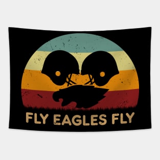 Retro Sunset - Eagles Cowboys Fly Tapestry