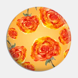 Orange Peonies Floral Pattern Pin