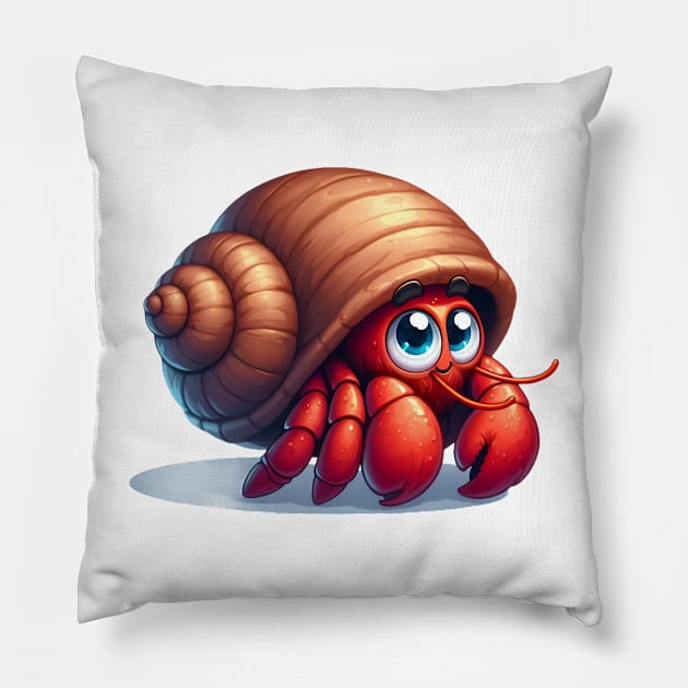 Cute Hermit Crab Pillow by Dmytro