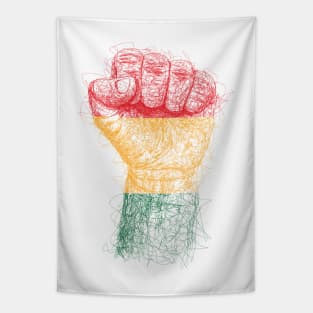 Hand fist drawing with scribble art Tapestry