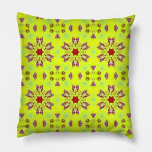 Yellow Background Flowers Pattern Pillow