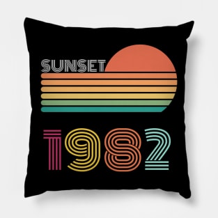 Sunset Retro Vintage 1982 Pillow