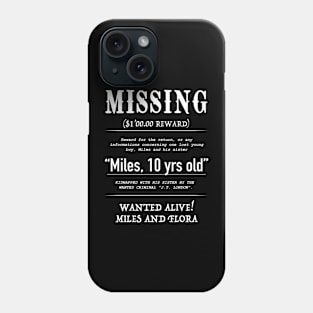 MISSING Miles, white Phone Case