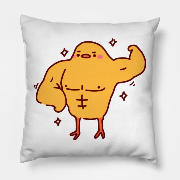 Chicks Dig Me Buff Muscular Chicken Pillow by vooolatility