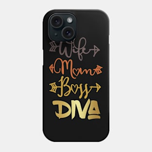 Wife Mom Boss Gold Diva Phone Case