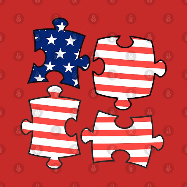 Jigsaw puzzle with the American flag. by Ekenepeken