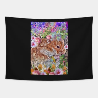 Cute whimsical hamster hammie in flower garden Tapestry